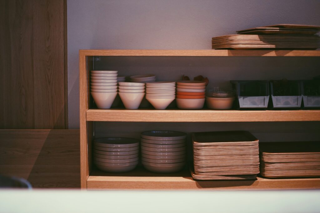 organized kitchen shelves